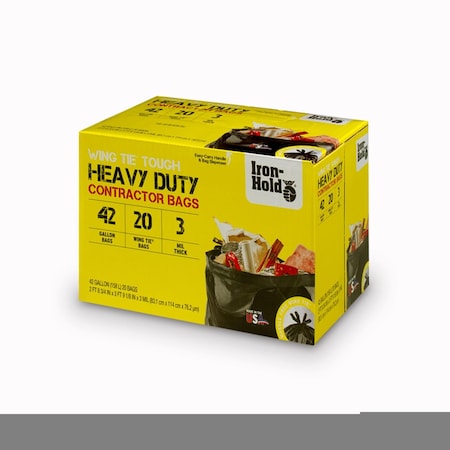 Iron-Hold Iron-Hold 42 gal No Scent Scent Contractor Bags Wing Ties 20 pk 3 mil 1652986